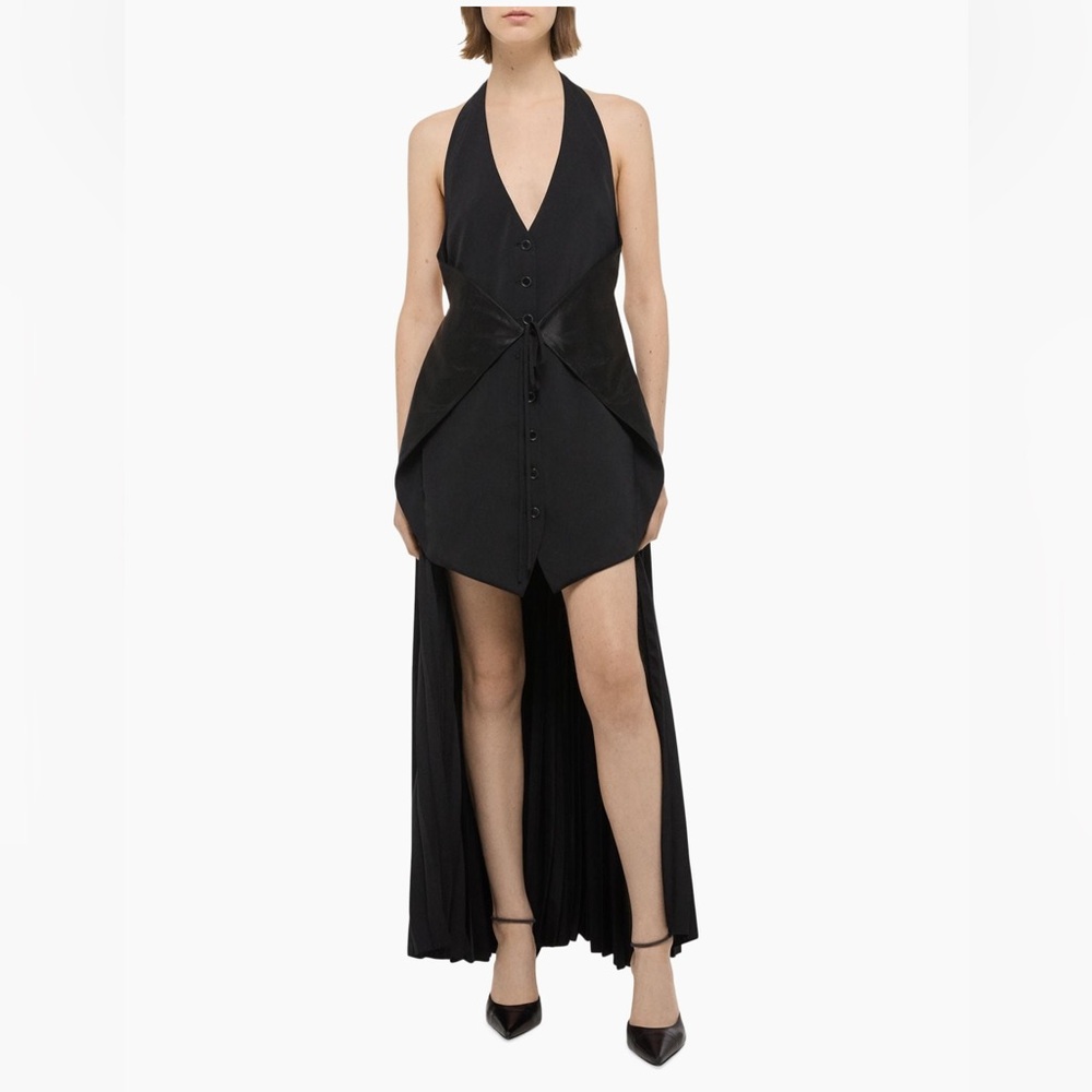 Helmut Lang Pleated High/Low Dress. New with tags